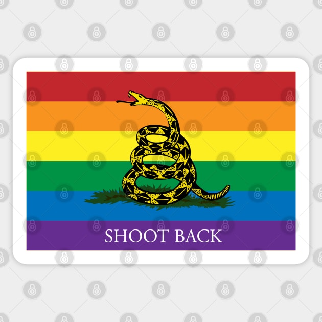 Shoot Back Rainbow Gadsden Flag Sticker by Operation Blazing Sword